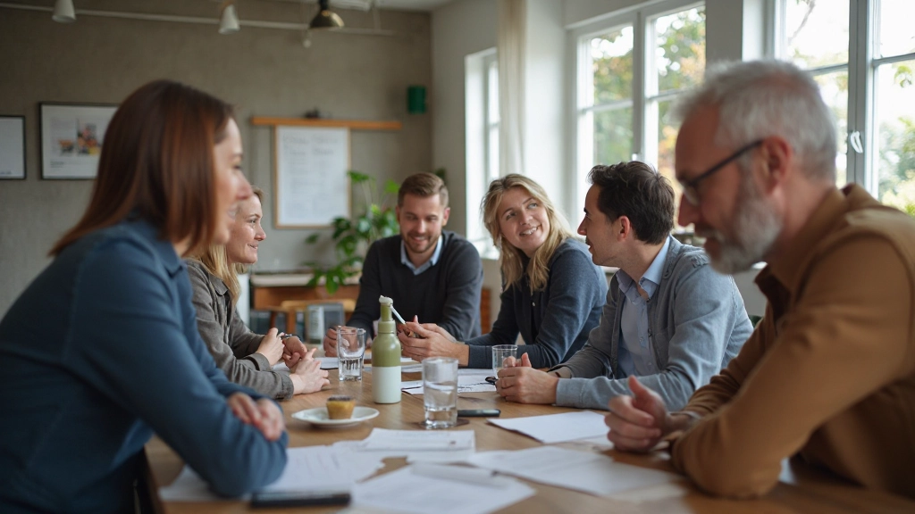 Groep van diverse deelnemers in een samenwerkingsomgeving, ondersteunend en gericht op persoonlijke groei