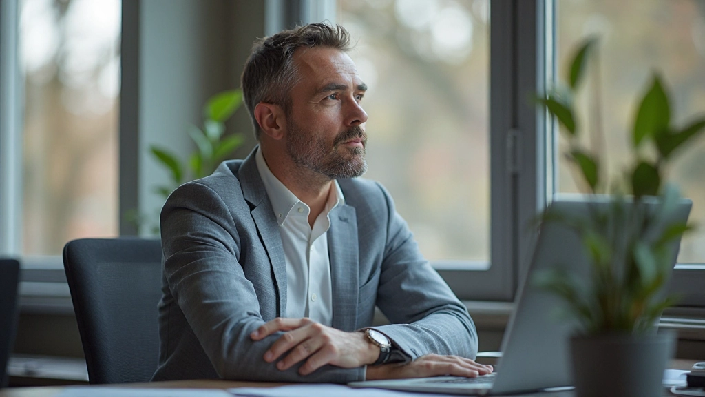 Professional in thoughtful moment